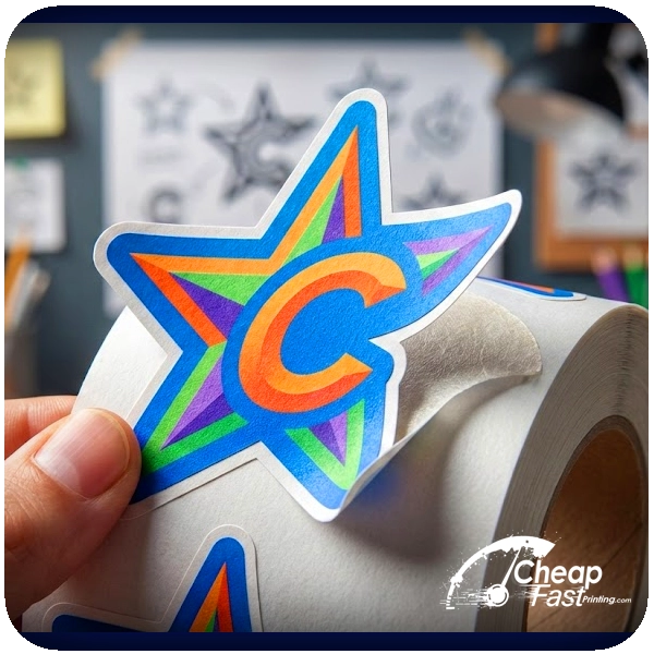 Vibrant custom shape stickers on a roll perfect for food service and wholesale packaging