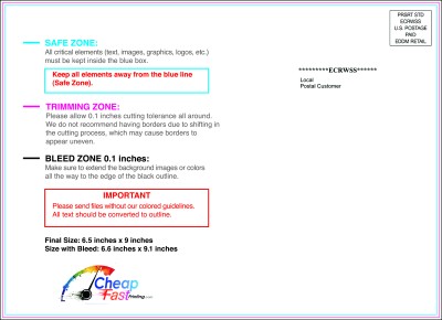 Eddm Eligible  Postcard 6.5inx9in H Back Eddm Side Download Template Guideline - Eddm Postcards