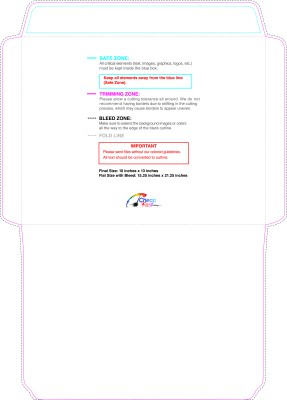 Envelope 10inx13in Booklet Inside Download Template Guideline - Envelopes