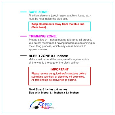 Postcard 6inx6in Download Template Guideline - Postcards Normal