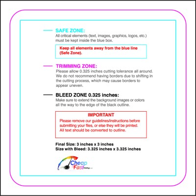 Postcard 3inx3in Round Download Template Guideline - Postcards Rounded Corners