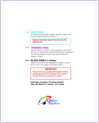 Postcard 8inx10in V Round Download Template Guideline - Postcards Rounded Corners