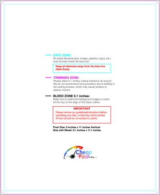 Postcard 9inx11in V Round Download Template Guideline - Postcards Rounded Corners