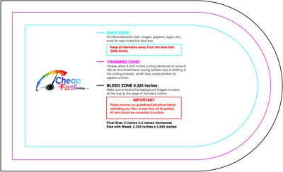 Sticker 2inx3.5in H Half Circle Front Download Template Guideline - Stickers Half Circle