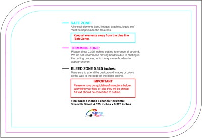 Sticker 4inx6in H Leaf Front Download Template Guideline - Stickers Leaf