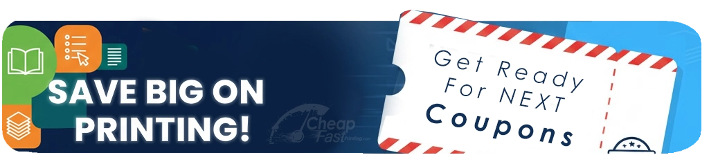 printing discount code promotional banner showing savings on custom print orders