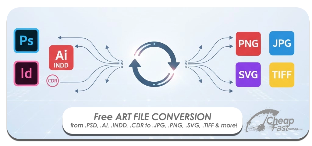 Free file conversion from Photoshop, Illustrator, InDesign, CorelDraw and more to JPG, PNG, EPS, SVG, TIFF