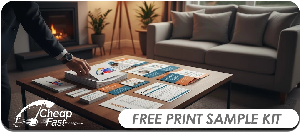 Free Print Sample Kit Package with sample business cards, postcards, brochures and more from CheapFastPrinting.com