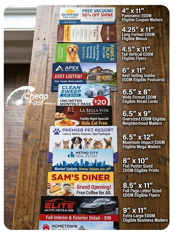 Comparison of EDDM® postcard sizes