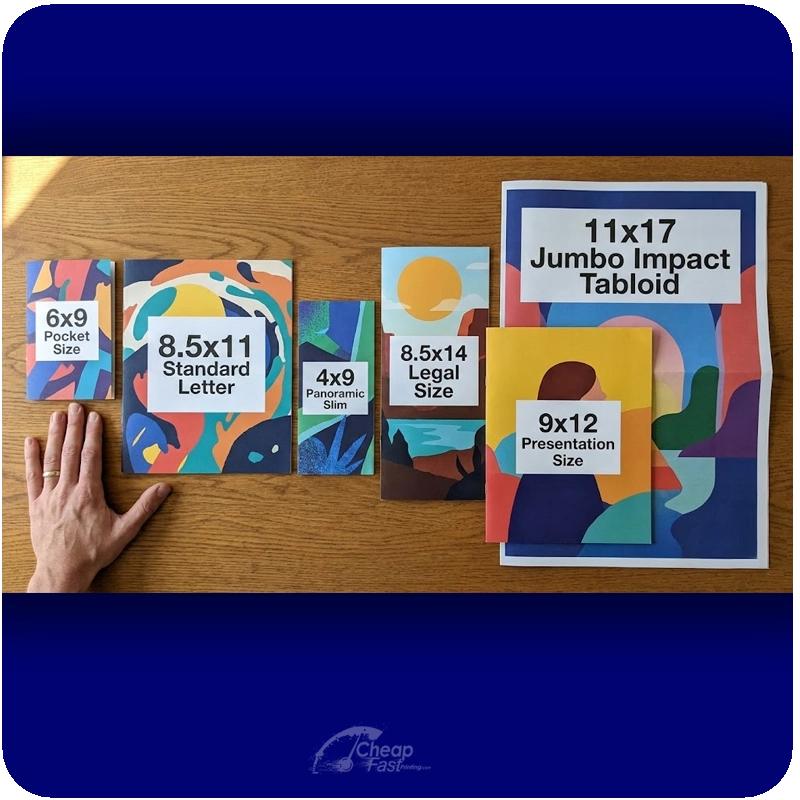 Comparison chart of standard brochure sizes