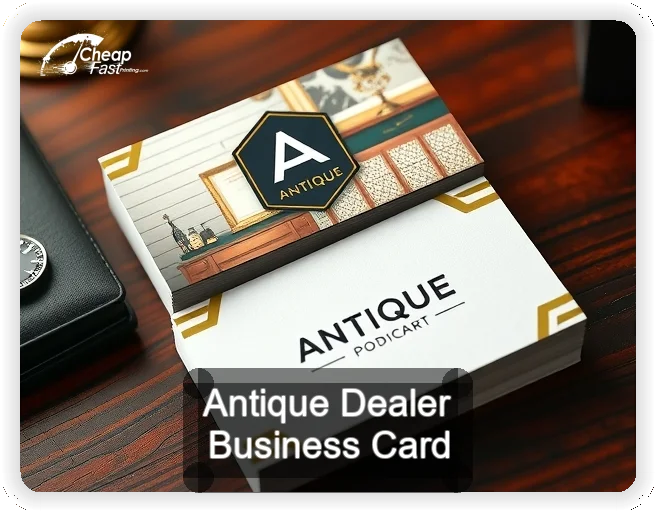 Antique Dealer business card design sample