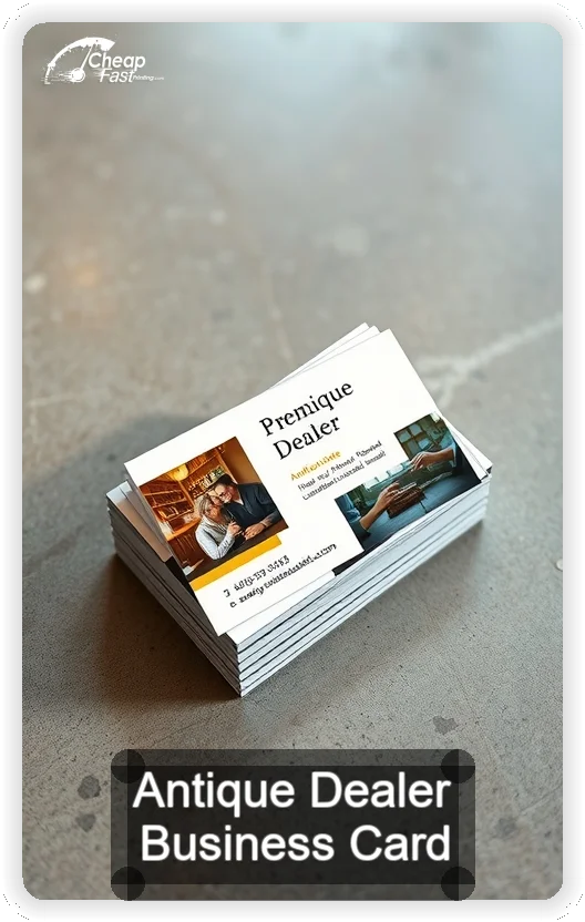 Antique Dealer business card design sample