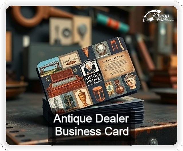 Antique Dealer business card design sample