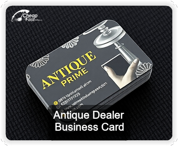 Antique Dealer business card design sample