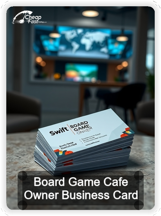 Board Game Cafe Owner business card design sample