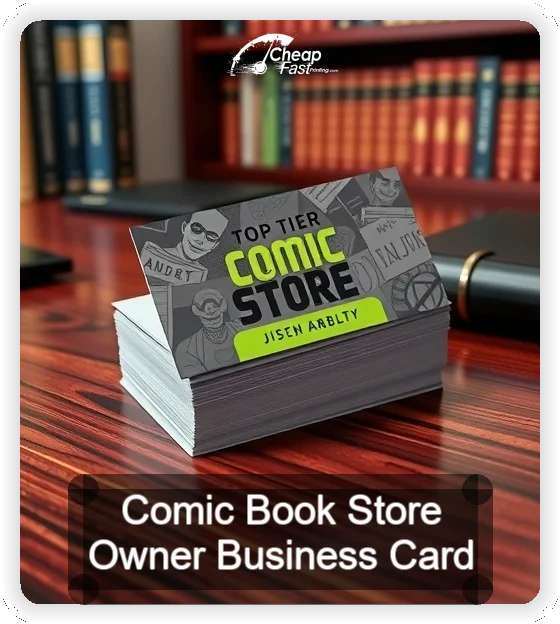 Comic Book Store Owner business card design sample