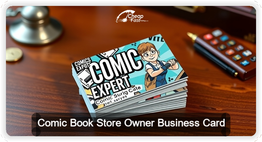 Comic Book Store Owner business card design sample