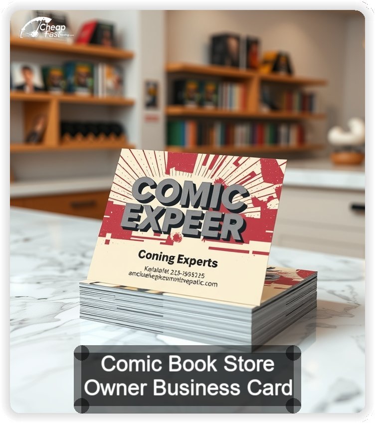 Comic Book Store Owner business card design sample