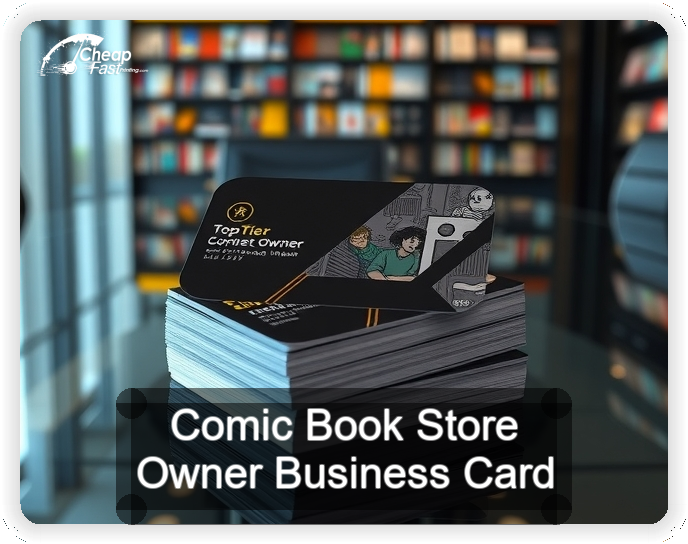 Comic Book Store Owner business card design sample