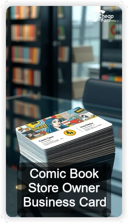 Comic Book Store Owner business card design sample