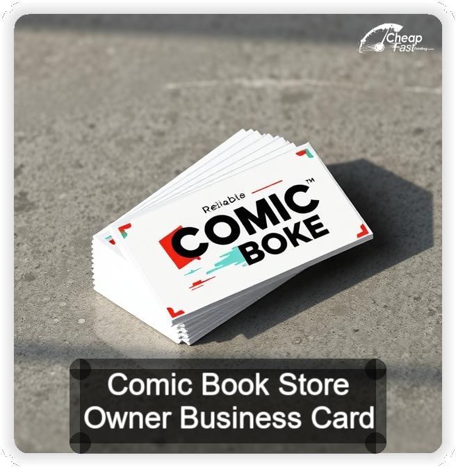 Comic Book Store Owner business card design sample