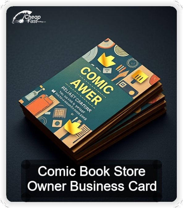 Comic Book Store Owner business card design sample