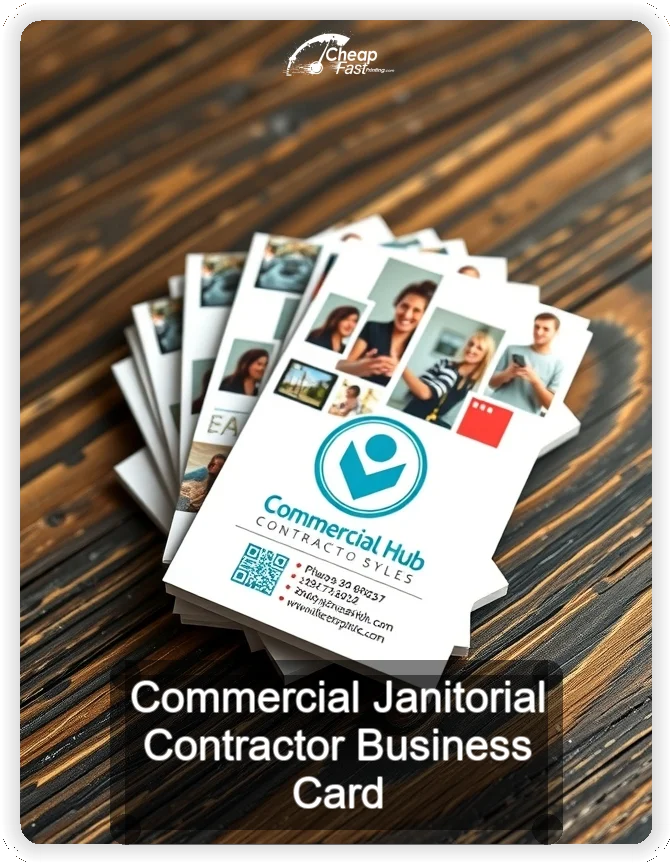 Commercial Janitorial Contractor business card design sample