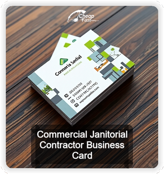 Commercial Janitorial Contractor business card design sample