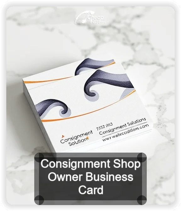 Consignment Shop Owner business card design sample