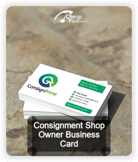 Consignment Shop Owner business card design sample