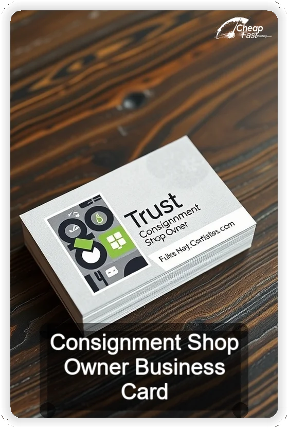 Consignment Shop Owner business card design sample