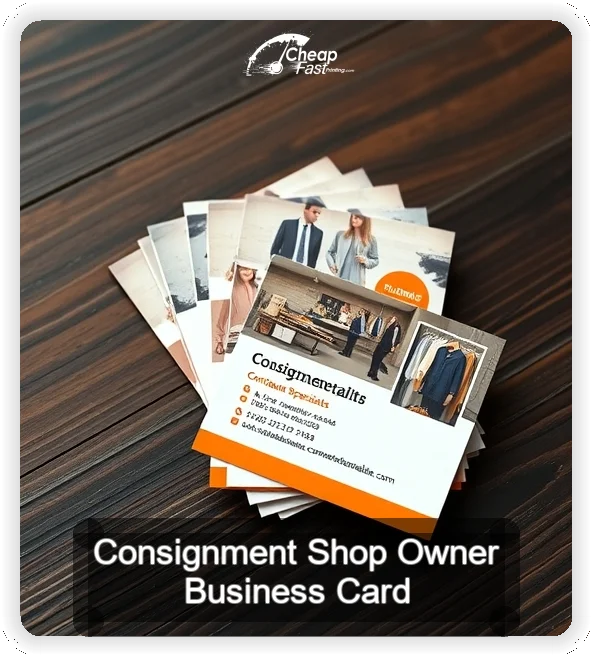 Consignment Shop Owner business card design sample