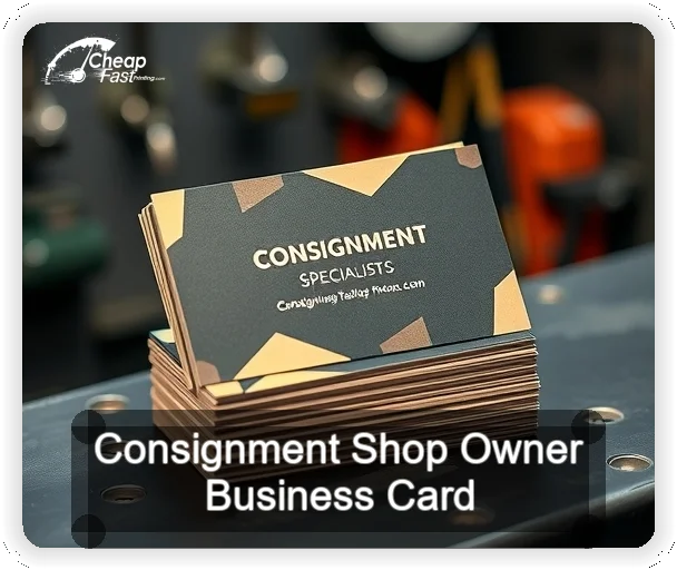 Consignment Shop Owner business card design sample