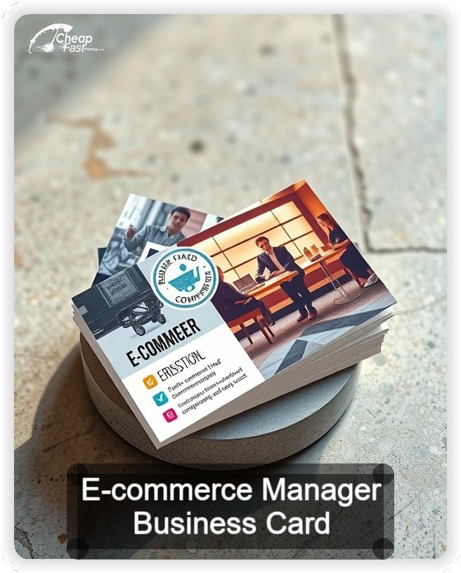 E Commerce Manager business card design sample