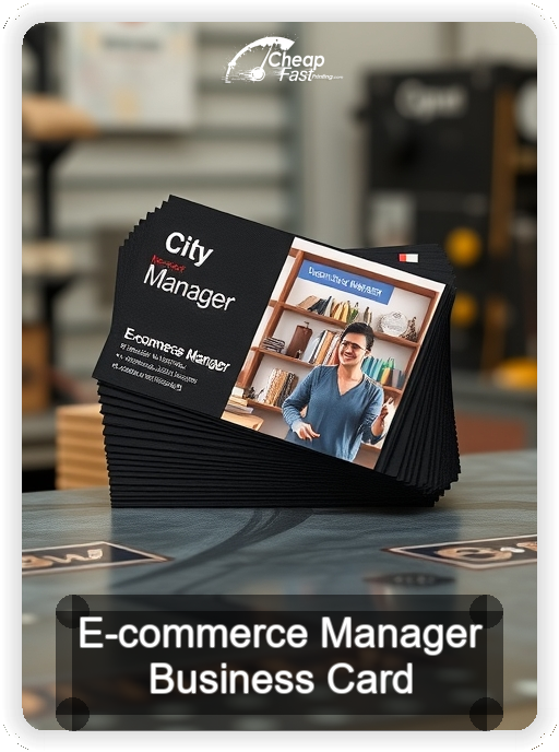 E Commerce Manager business card design sample