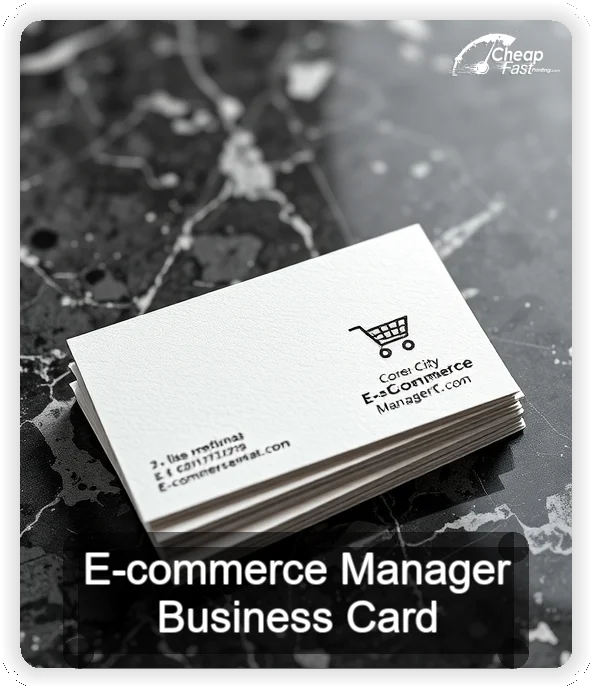 E Commerce Manager business card design sample