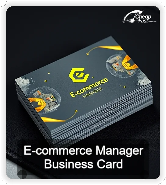 E Commerce Manager business card design sample