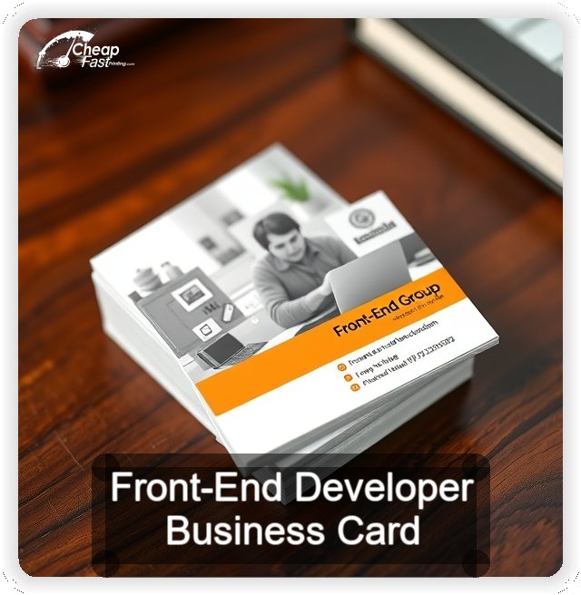 Front End Developer business card design sample