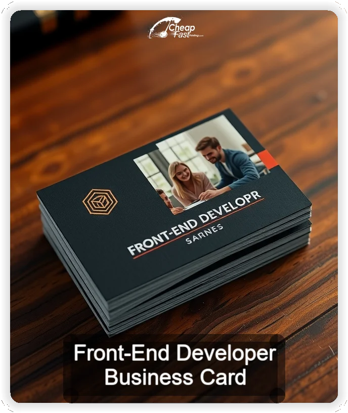 Front End Developer business card design sample