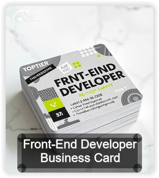 Front End Developer business card design sample