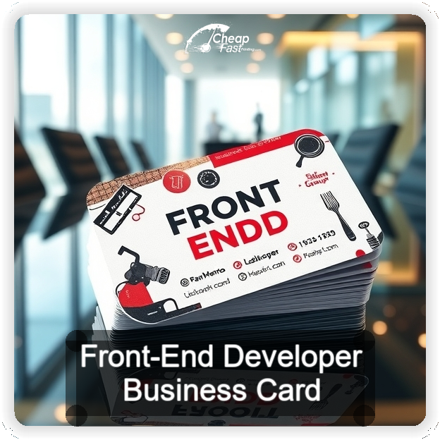 Front End Developer business card design sample