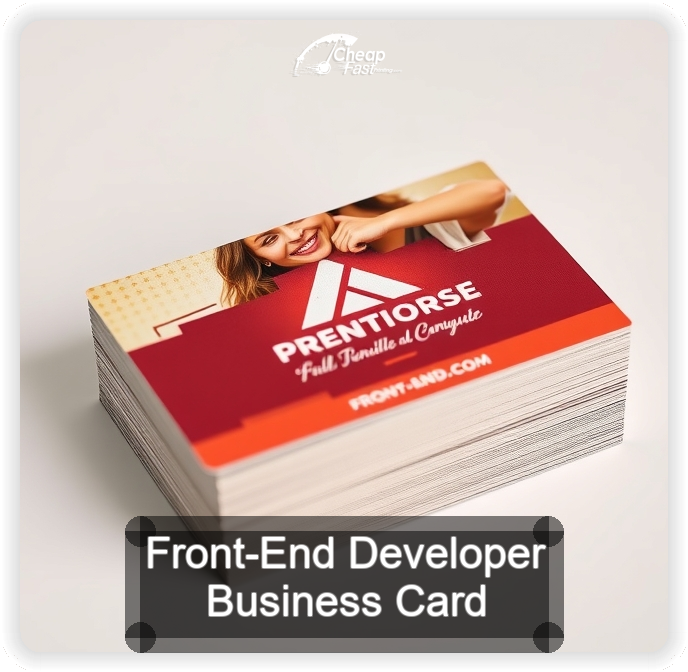 Front End Developer business card design sample