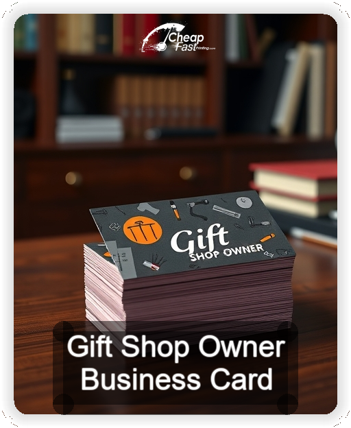 Gift Shop Owner business card design sample
