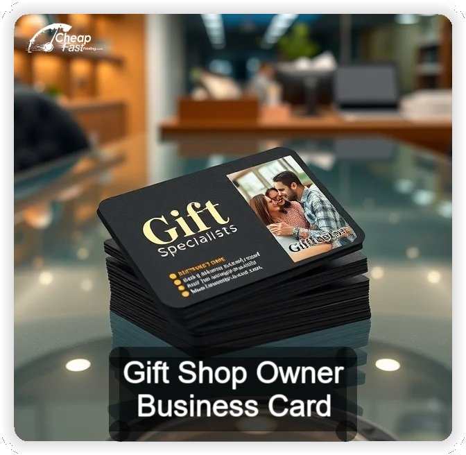 Gift Shop Owner business card design sample