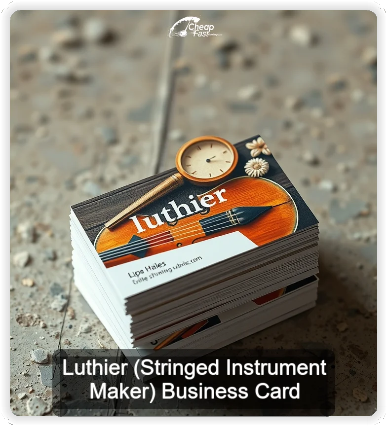 Luthier Stringed Instrument Maker business card design sample