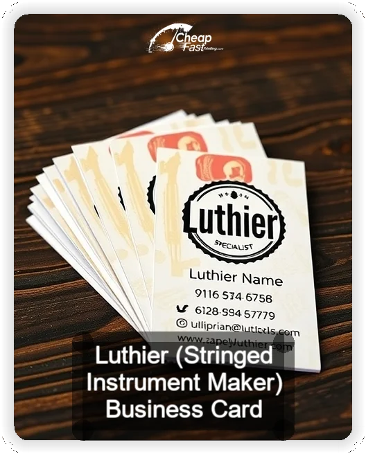Luthier Stringed Instrument Maker business card design sample