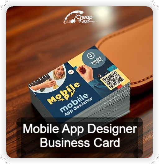 Mobile App Designer business card design sample