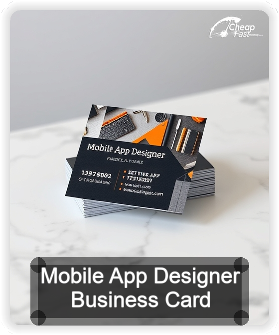 Mobile App Designer business card design sample