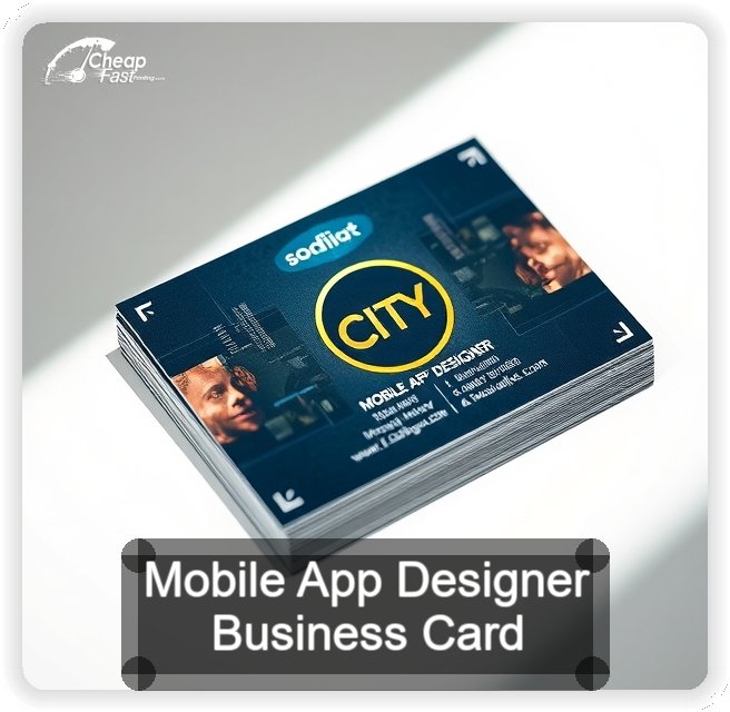 Mobile App Designer business card design sample