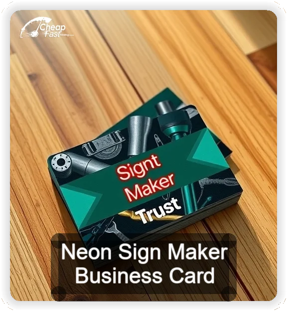 Neon Sign Maker business card design sample